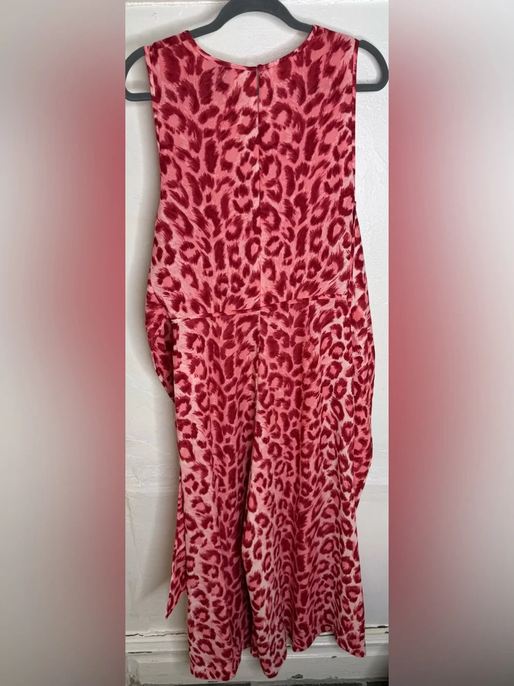 Kate Spade Panthera Tie Waist Jumpsuit Red Leopard Print Size Medium
